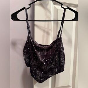 SHEIN Black and White Paisley Crop Top